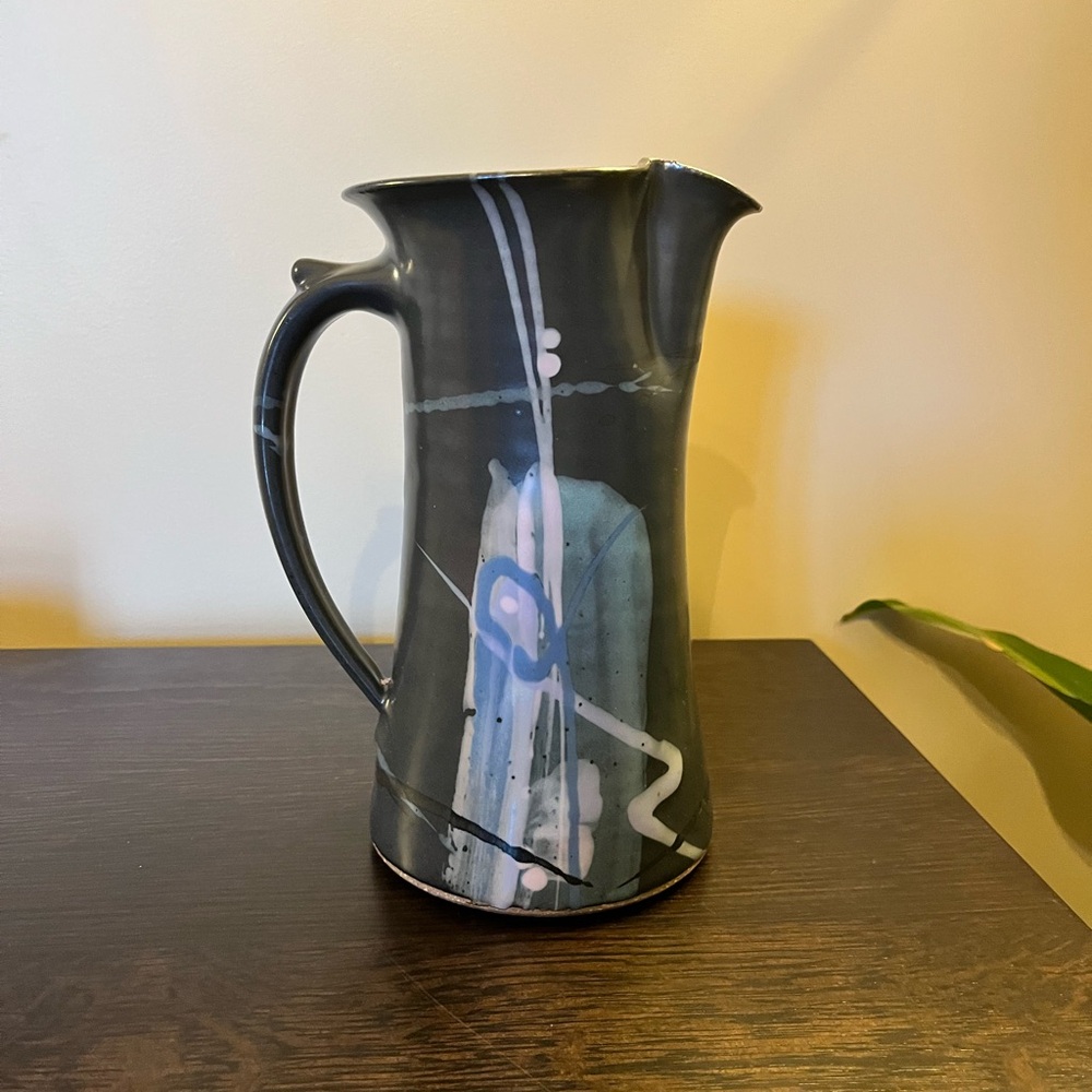 Mark Chamberlain Hand Thrown Studio Pottery Pitcher Modern Abstract